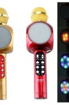 Караоке МИКРОФОН+колона, безжичен с блутут,LED светлини и USB Флашка Караоке МИКРОФОН+колона, безжичен с блутут,LED светлини и USB Флашка