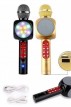 Караоке МИКРОФОН+колона, безжичен с блутут,LED светлини и USB Флашка